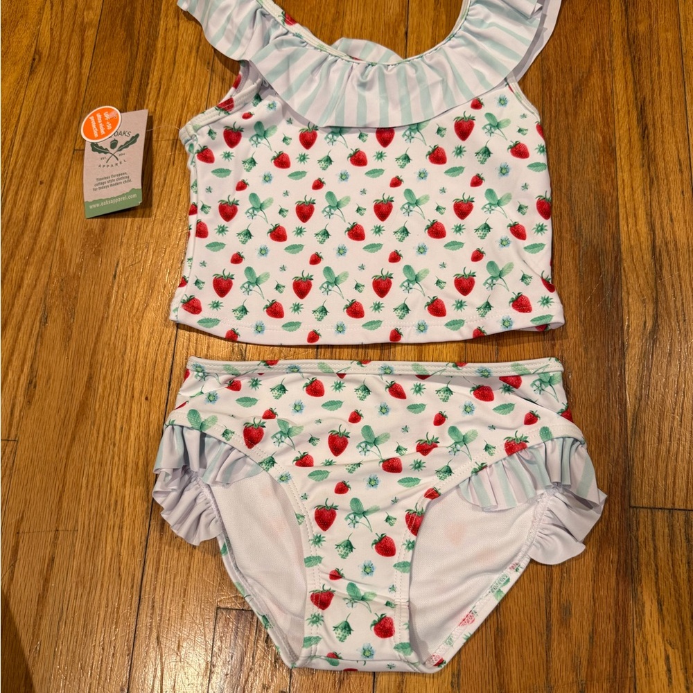 Strawberry Print Kids Bikini Set